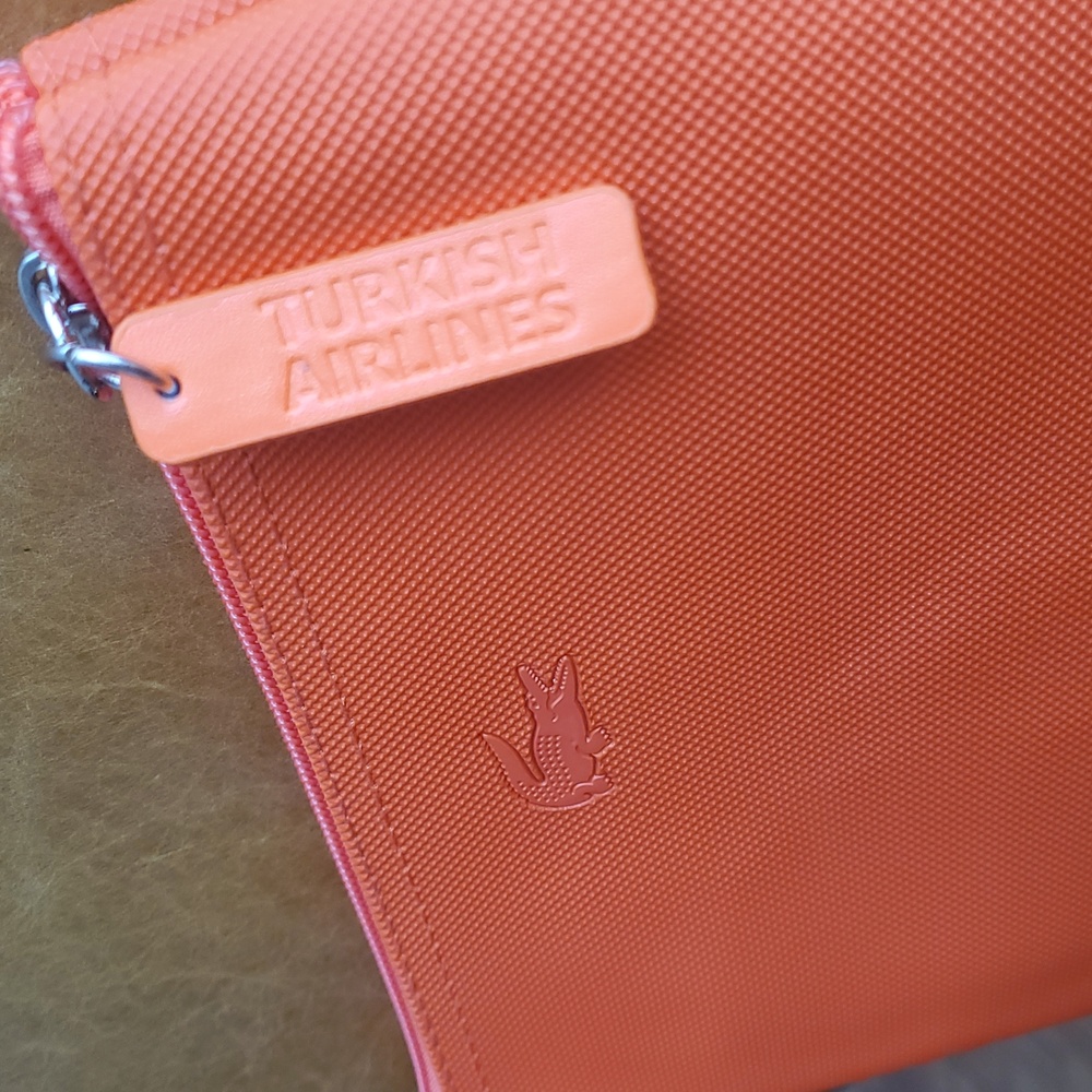 Lacoste Travel Toiletry Cosmetic Makeup Orange Clutch Bag - Picture 4 of 10